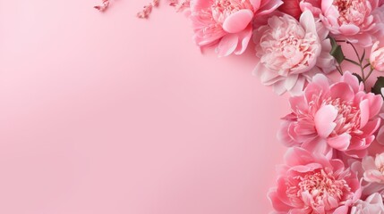 Fototapeta premium Beautiful Blooming Peonies on Soft Pink Background Perfect for Floral Designs, Banners, and Artistic Projects