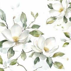 Obraz premium Elegant Watercolor Magnolia Flowers
