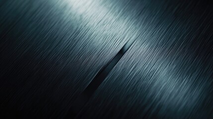 Obraz premium A reflective logo engraved on a brushed metal surface, illuminated by subtle lighting.