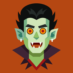 Cute vampire holding a carved pumpkin with a spooky grin under the moonlight.
