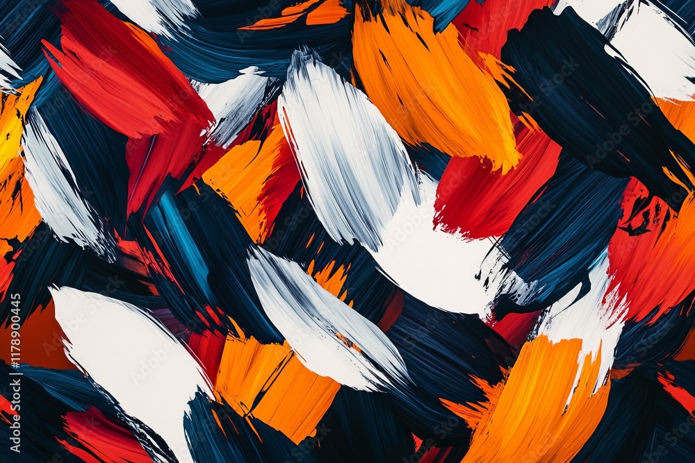 Poster colorful abstract brushstroke pattern showcasing dynamic movement and bold colors, perfect for moder
