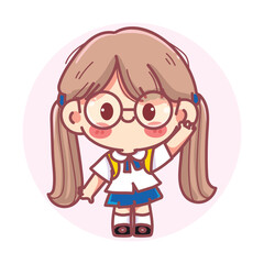 Cute children student school education concept cartoon vector illustration