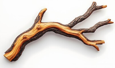 Isolated rustic brown tree branch.