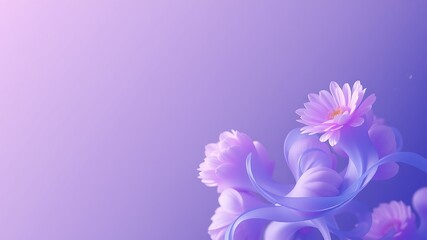 Obraz premium Delicate lavender flowers with swirling petals on a soft purple background, ideal for feminine designs and branding