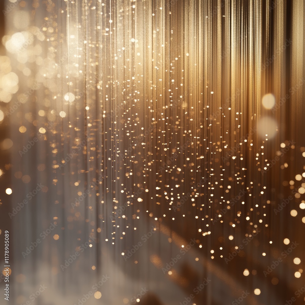 Aufkleber explore a stunning realistic representation of big data through soft golden particles and vertical l