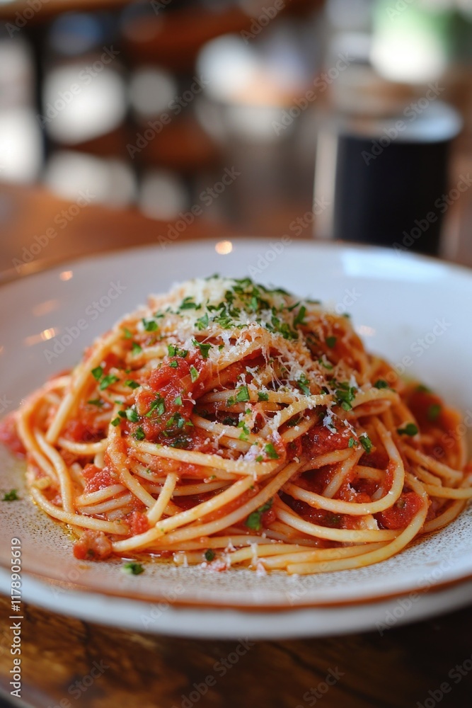 Wall mural Spaghetti with Tomato Sauce and Parmesan Cheese