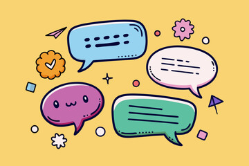 Colorful and dynamic vector collection of comic speech bubbles for designs.  
