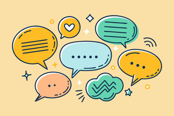 Colorful and dynamic vector collection of comic speech bubbles for designs.  
