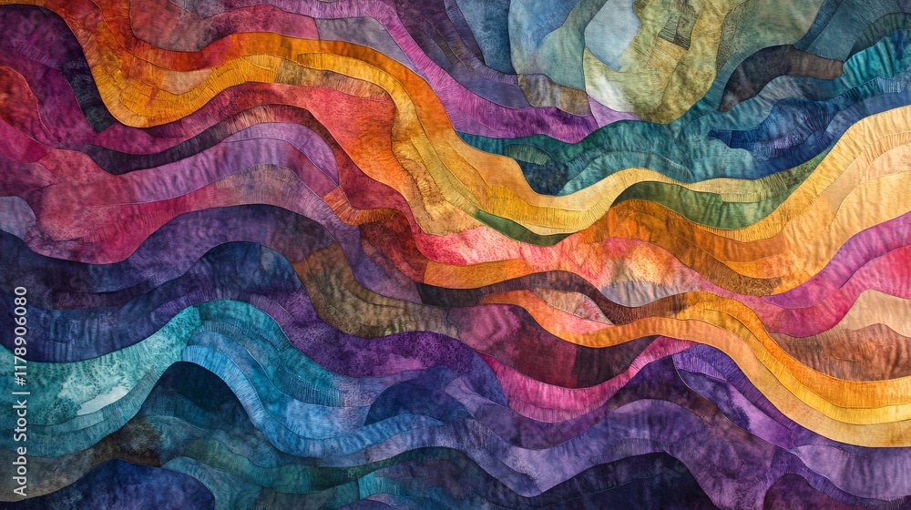 Poster a vivid abstract artwork featuring flowing waves of color and intricate textures, creating a dynamic