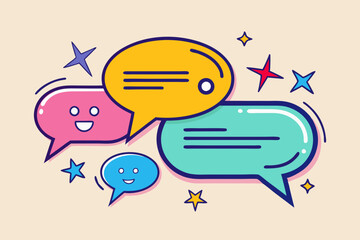Vector illustration of comic speech bubbles with fun and creative designs.  
