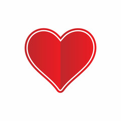 A vibrant red heart shape with a white outline, creating a classic and easily recognizable symbol of love and affection.