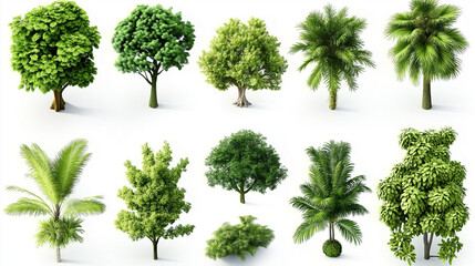 Natural Elements Assorted Tree Shapes and Plant Patterns for Modern Designs