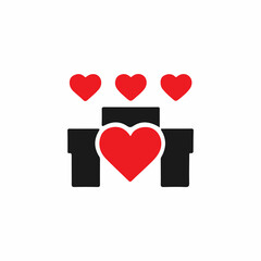 A simple, graphic icon of a medical symbol (like a first aid kit) with three hearts positioned above it.