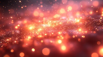 Obraz premium Abstract red and orange glowing particle background.