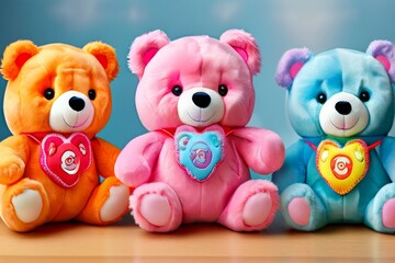 66 care bears stuffed bear toys with different symbols on their