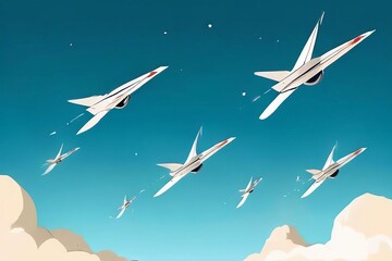 Fototapeta premium 66 illustration paper planes