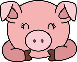 Cute and friendly face of pig