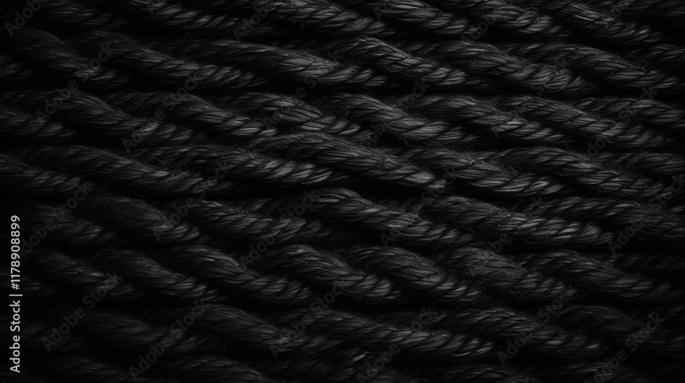 Poster black hemp rope texture background with subtle wale pattern ideal for diverse design and craft proje