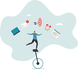 Productive master, productivity and project management skill, multitasking work and time management concept,business concept.flat character.