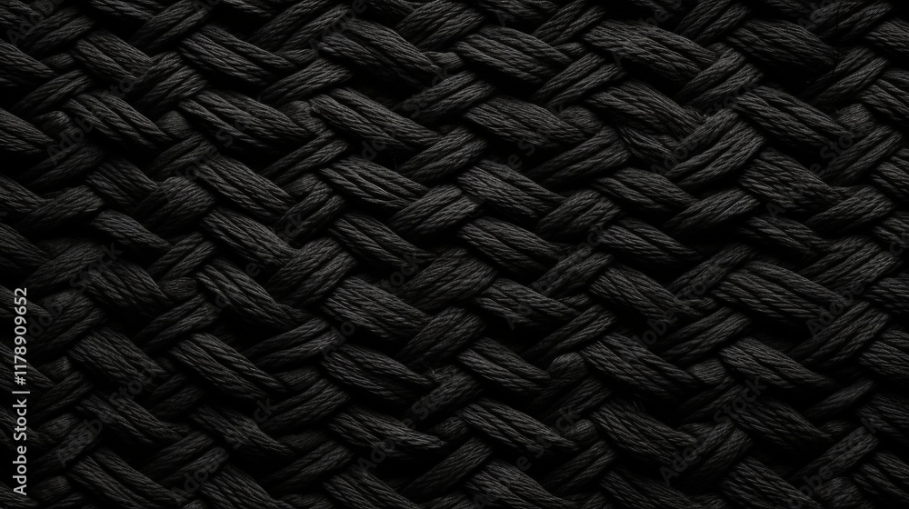 Poster black hemp rope texture with detailed weave pattern for background use in design projects and visual