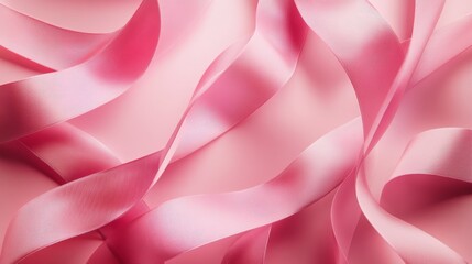 Obraz premium 101.A clean, minimalistic layout featuring overlapping pink ribbons on a textured pink background, with subtle lighting enhancing the dimensionality.