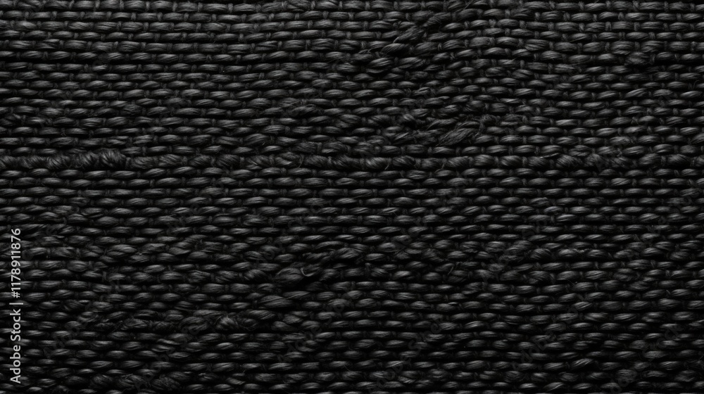 Poster detailed close-up of black hemp rope texture showcasing a unique wale pattern, perfect for various d