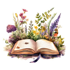 open book with flowers