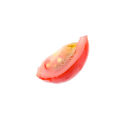 Slice of cherry tomato isolated on white