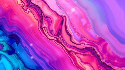 Vibrant pink and blue abstract liquid marble texture, perfect for backgrounds or design projects, featuring swirling colors and glittering accents.