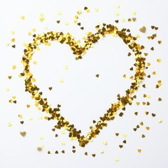 Valentine's Heart Celebration Festive Party Golden Heart Confetti Indoor Close-up View Love and Joy Concept