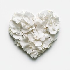 Valentine's Day Heart Made of White Flower Petals Romantic Setting Minimalist Design Soft Aesthetic