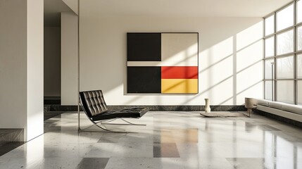 Modern Minimalist Interior Design with Abstract Artwork