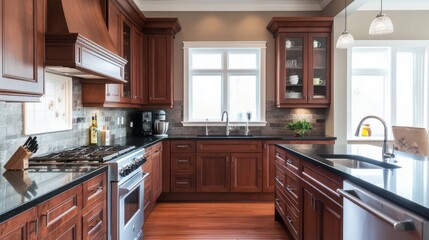 Fototapeta premium Modern stylish kitchen interior in a private house.