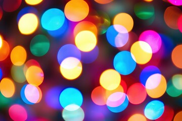Fototapeta premium Colorful bokeh lights background, festive abstract blur, night.