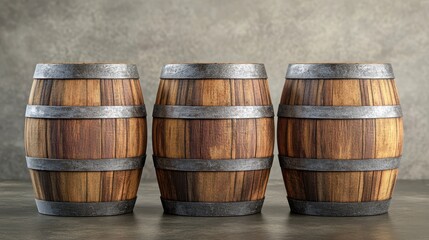 Obraz premium Wooden Barrels Against Textured Background