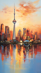 Incredible Display of Twilight Urbanity: HJ City Skyline Against the Gorgeous Backdrop of a Multicolored Sky