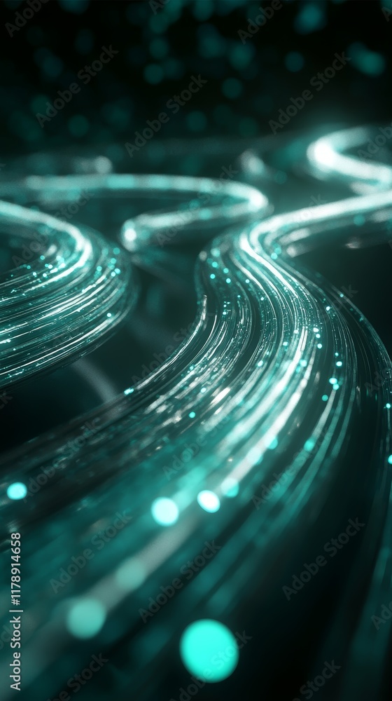 Poster futuristic data pipeline with glowing elements under abstract science concept