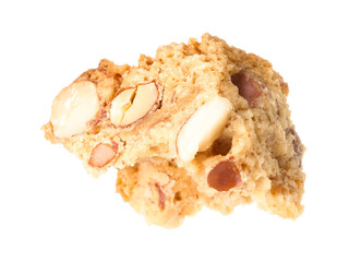 Piece of traditional Italian almond biscuit (Cantucci) isolated on white