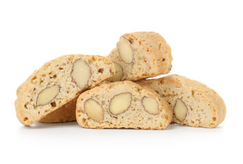 Traditional Italian almond biscuits (Cantucci) isolated on white