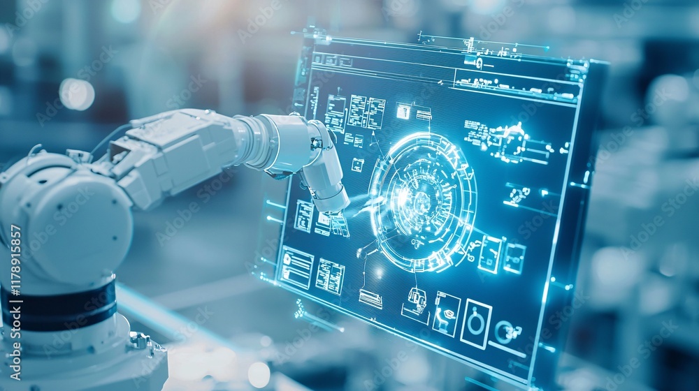 Poster ai system displaying product flaws in real-time on a screen, ai quality assurance, automated defect 