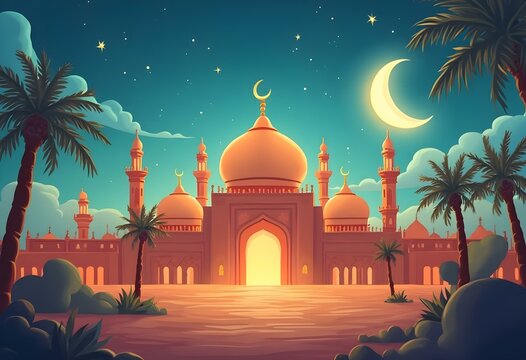 A Ramadan month cartoon illustration