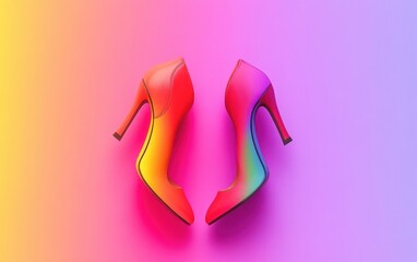 A minimalist image of a pair of shoes, one high-heeled and one flat, symbolizing the fluidity and diversity of gender expression in the LGBTQ+ community. 