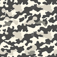 Seamless Camouflage Pattern: Grey, White, Black Abstract Design Texture for Fashion, Hunting, Military