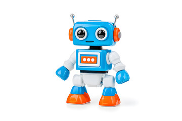 Vintage classic toy robot, isolated on white background