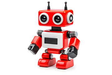 Vintage classic toy robot, isolated on white background