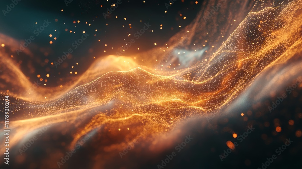 Poster explore a captivating abstract digital network scene showcasing realistic graphic elements with volu