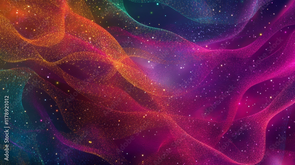 Aufkleber this stunning abstract design features a colorful wave pattern, symbolizing data networks, with vibr