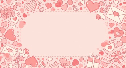 Pink Hearts Valentine s Day Frame Border Background