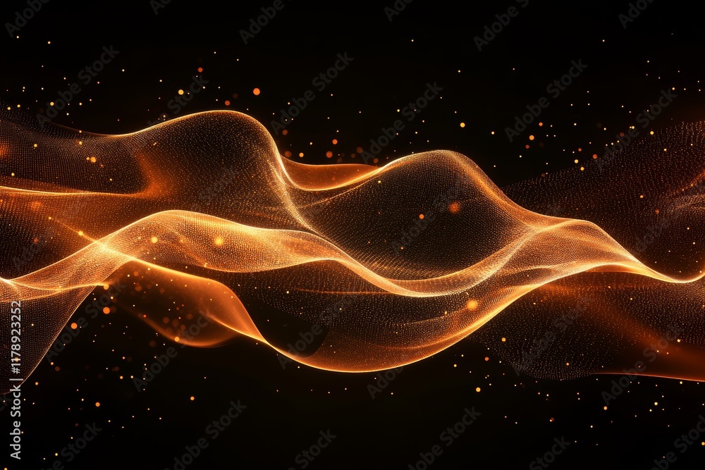 Aufkleber abstract digital flow of data with glowing particles in empty space for graphical representation