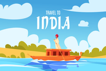 Naklejka premium Gradient india travel background with text